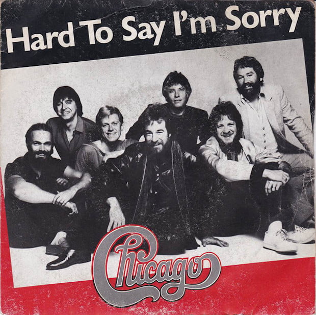 Grainy image of the cover of the 1970's band Chicago's "Hard To Say I'm Sorry" album