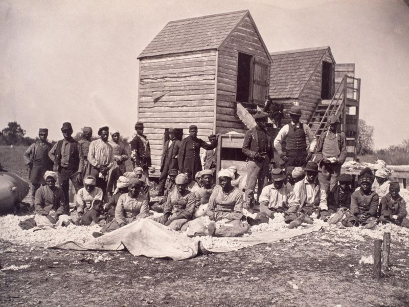 Black and white photo of "a group of escaped former slaves" as used in the Smithsonian Magazine article about Mr. Anderson's letter to his former enslaver