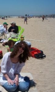 author on a beach